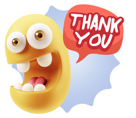 3d Illustration Laughing Character Emoji Expression saying Thank
