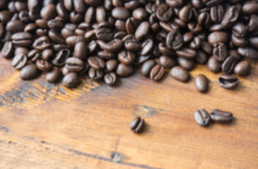 Coffee beans on the wooden floor