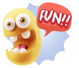3d Illustration Laughing Character Emoji Expression saying Fun w