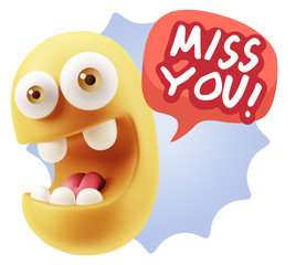 3d Illustration Laughing Character Emoji Expression saying Miss