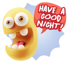 3d Illustration Laughing Character Emoji Expression saying Have