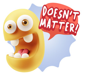 3d Rendering Smile Character Emoticon Expression saying It Doesn