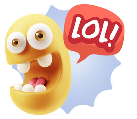 3d Illustration Laughing Character Emoji Expression saying Lol w