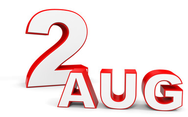 August 2. 3d text on white background.