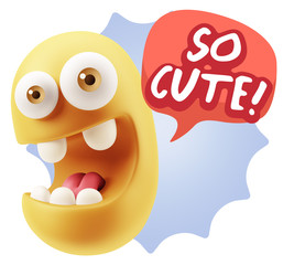 3d Illustration Laughing Character Emoji Expression saying So Cu