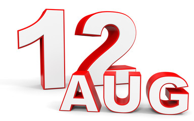 August 12. 3d text on white background.