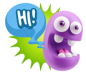 3d Illustration Laughing Character Emoji Expression saying Hi wi