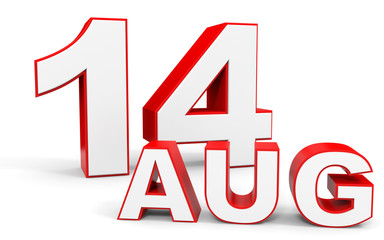 August 14. 3d text on white background.