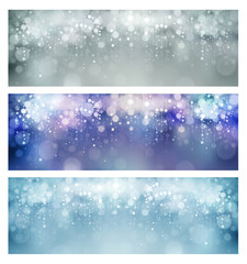 Holiday bokeh, sparkle banners.