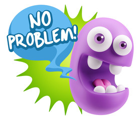 3d Rendering Smile Character Emoticon Expression saying No Probl