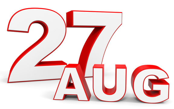 August 27. 3d text on white background.