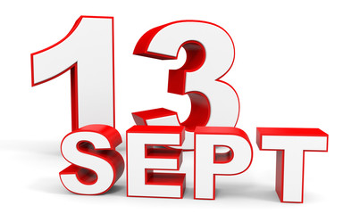 September 13. 3d text on white background.