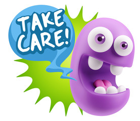 3d Illustration Laughing Character Emoji Expression saying Take