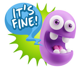 3d Illustration Laughing Character Emoji Expression saying It's