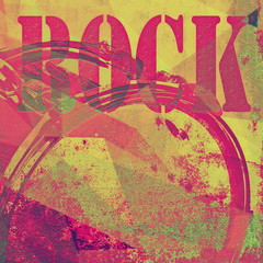 rock music with drum on old grunge background, illustration design elements
