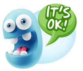 3d Illustration Laughing Character Emoji Expression saying It's