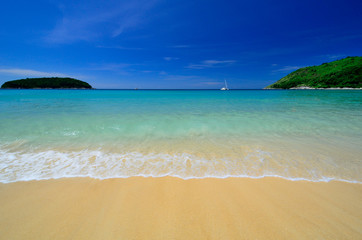 Tropical beach and sea ,Nai Han beach ,Phuket , Thailand