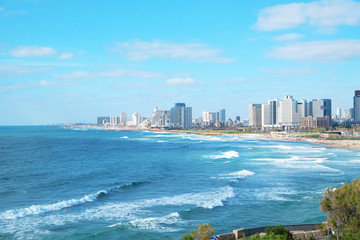 Beautiful sea and town on background