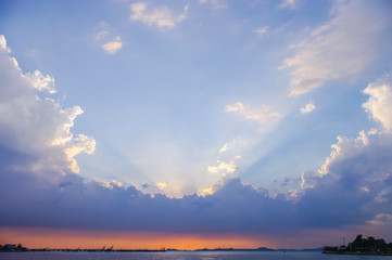Naklejka na ściany i meble Nice sunset sky at sea, Thailand
