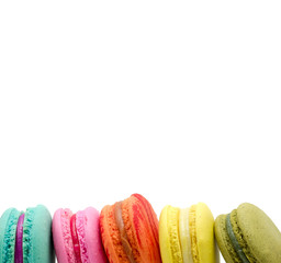 A french sweet delicacy, macaroons variety closeup.