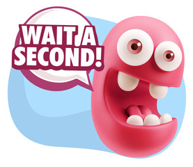 3d Illustration Laughing Character Emoji Expression saying Wait