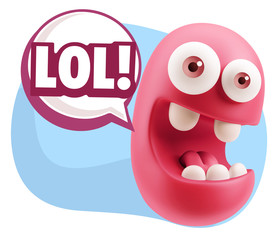3d Illustration Laughing Character Emoji Expression saying Lol w