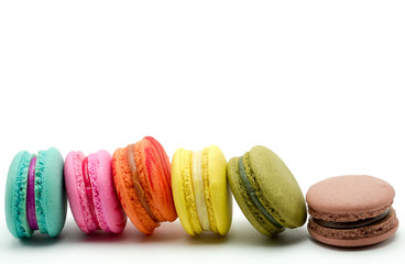 A french sweet delicacy, macaroons variety closeup.