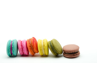 A french sweet delicacy, macaroons variety closeup.