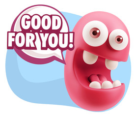 3d Rendering Smile Character Emoticon Expression saying Good For