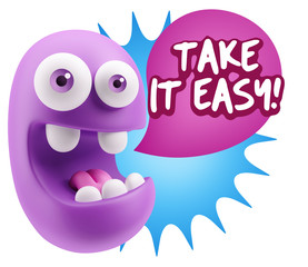 3d Illustration Laughing Character Emoji Expression saying Take