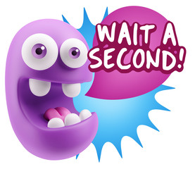 3d Illustration Laughing Character Emoji Expression saying Wait