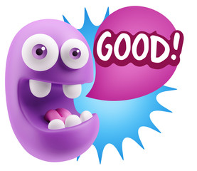 3d Illustration Laughing Character Emoji Expression saying Good