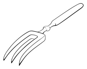 Fork with two tines that mysteriously transform into three ends. Vector illustration.