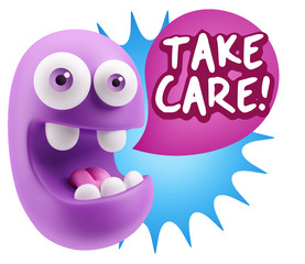 3d Illustration Laughing Character Emoji Expression saying Take