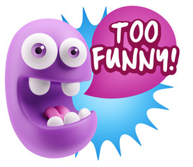 3d Rendering Smile Character Emoticon Expression saying Very Fun