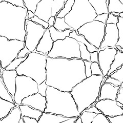Texture cracked surface. Isolated on white background. Vector illustration.