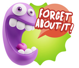 3d Rendering Smile Character Emoticon Expression saying Forget A