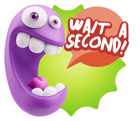 Naklejka premium 3d Illustration Laughing Character Emoji Expression saying Wait