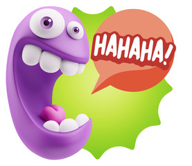 3d Illustration Laughing Character Emoji Expression saying Hahah