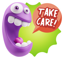 3d Illustration Laughing Character Emoji Expression saying Take