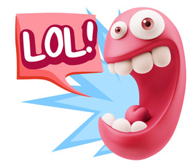 3d Illustration Laughing Character Emoji Expression saying Lol w