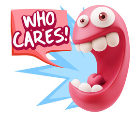 3d Illustration Laughing Character Emoji Expression saying Who C