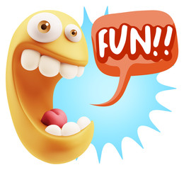 3d Illustration Laughing Character Emoji Expression saying Fun w