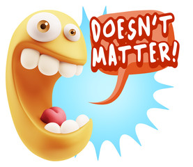 3d Rendering Smile Character Emoticon Expression saying It Doesn