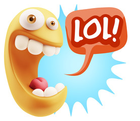 3d Illustration Laughing Character Emoji Expression saying Lol w