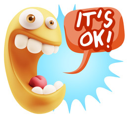 3d Illustration Laughing Character Emoji Expression saying It's