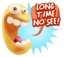 3d Illustration Laughing Character Emoji Expression saying Long