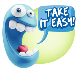 3d Illustration Laughing Character Emoji Expression saying Take