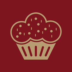 The muffin icon. Dessert and baked, cake, bakery symbol. Flat
