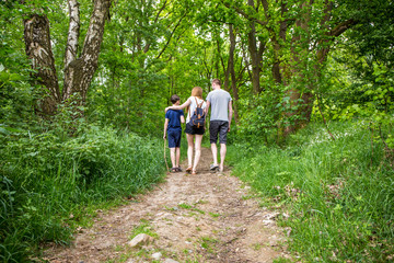 Naturverbundene Familie macht Waldspaziergang